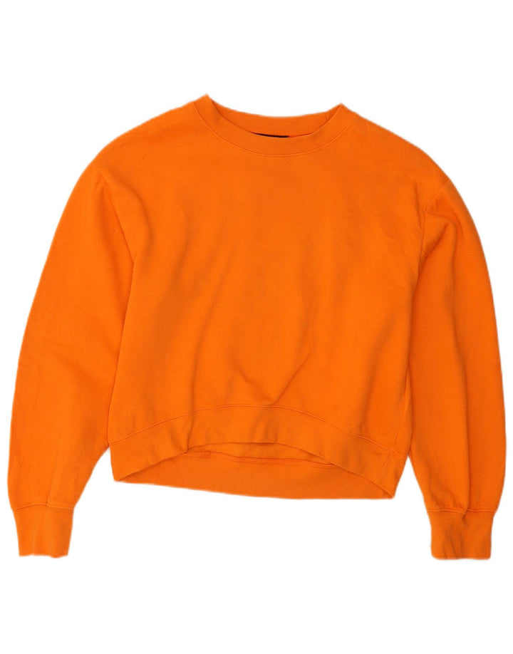 Zara Womens Crop Oversize Sweatshirt Jumper UK 10 Petit Orange Polyester