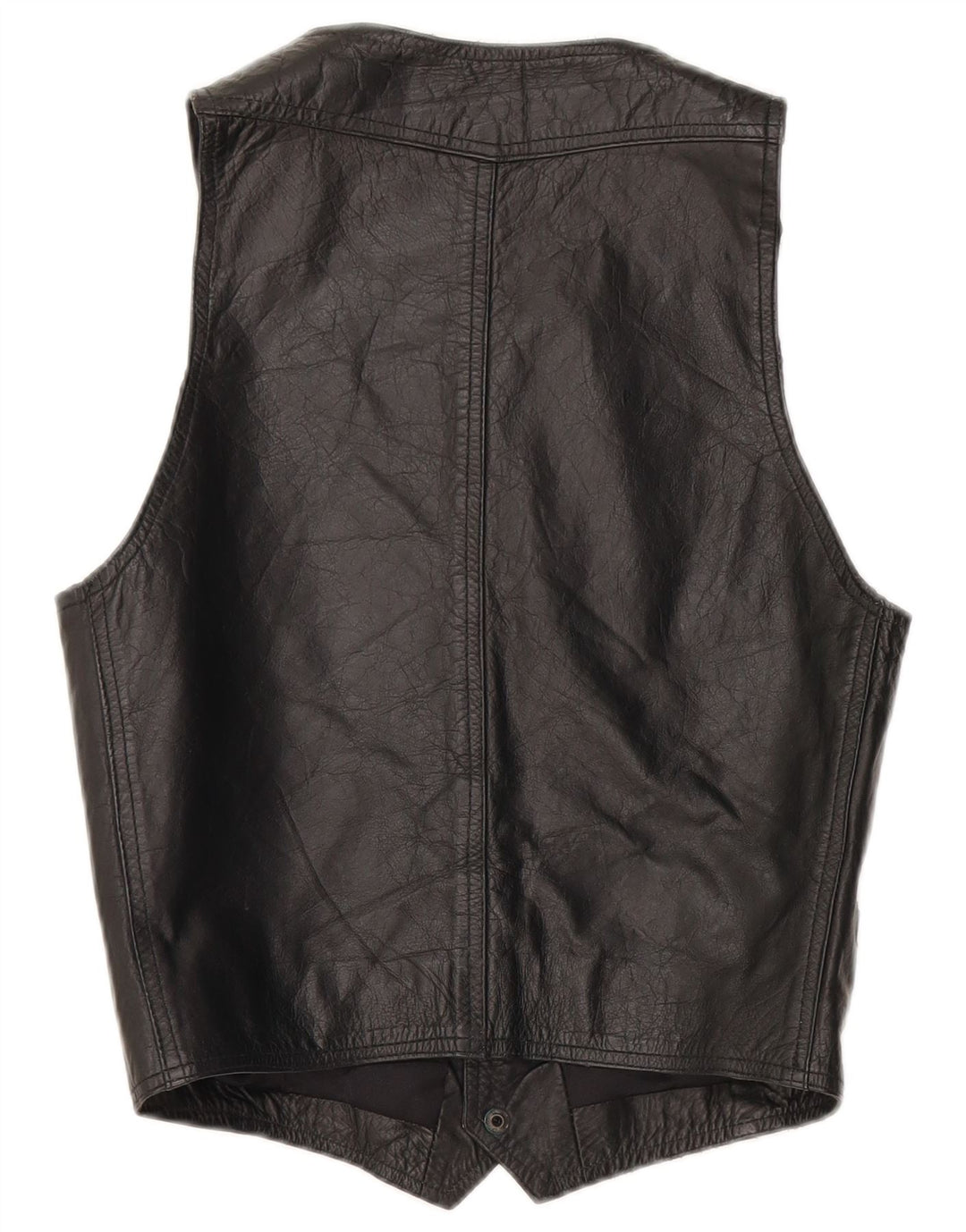 VINTAGE Gilet en cuir homme petit cuir noir