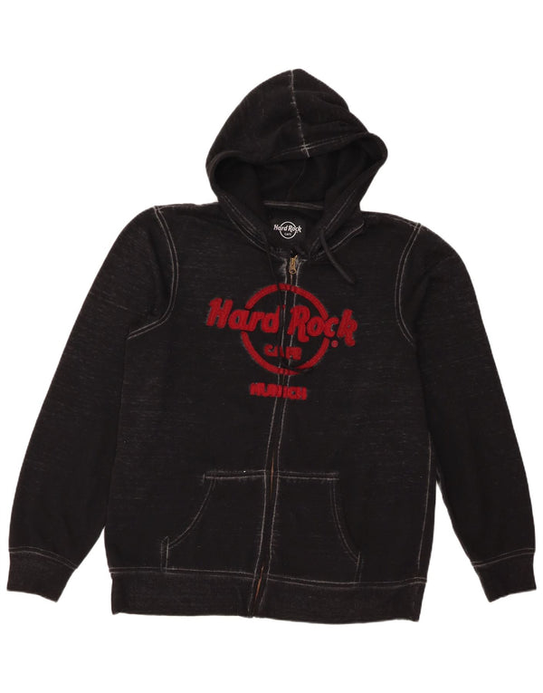 Hard Rock Cafe Pull à capuche zippé graphique pour homme en coton noir moyen