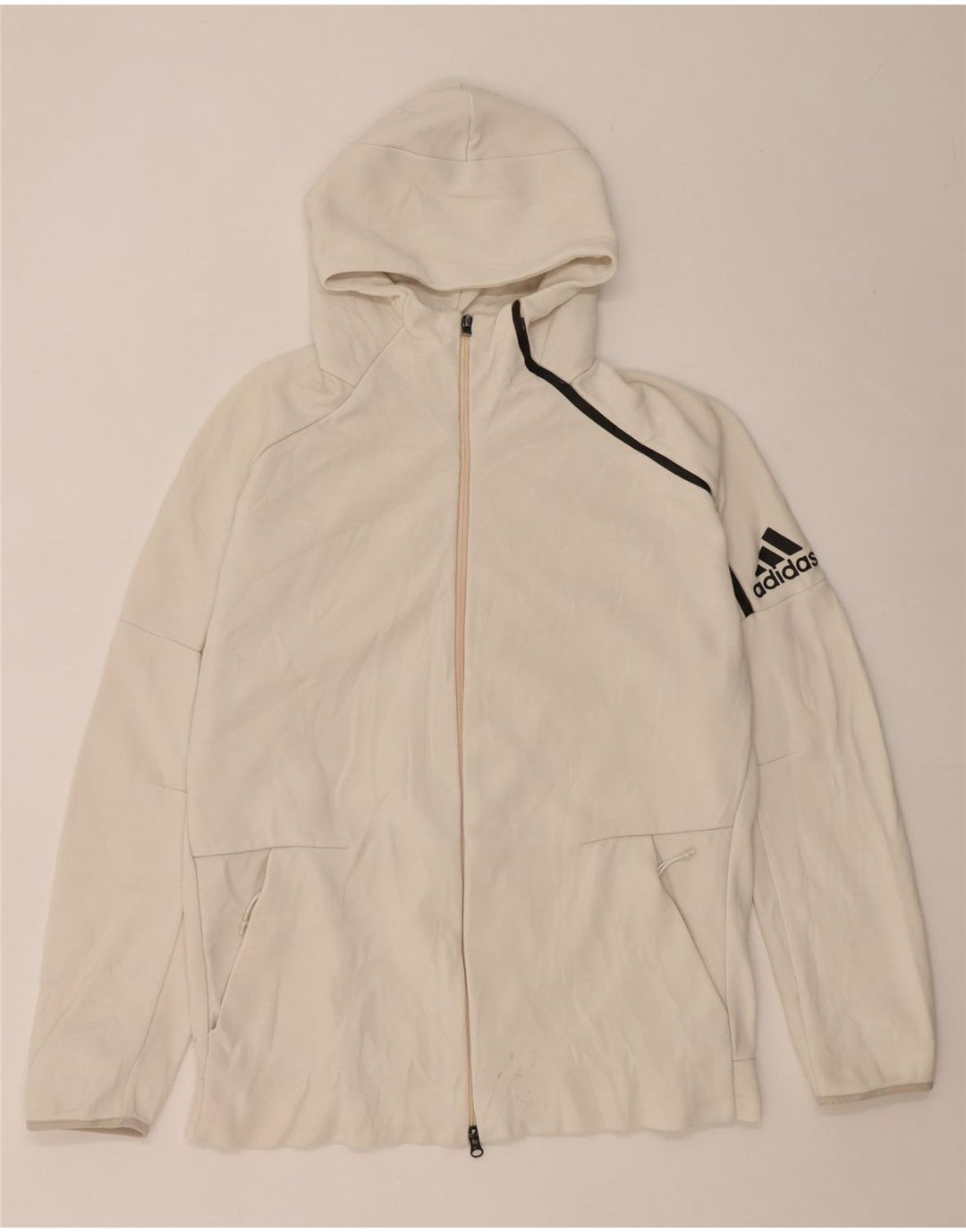 Adidas Pull à capuche zippé graphique pour hommes, grand blanc cassé