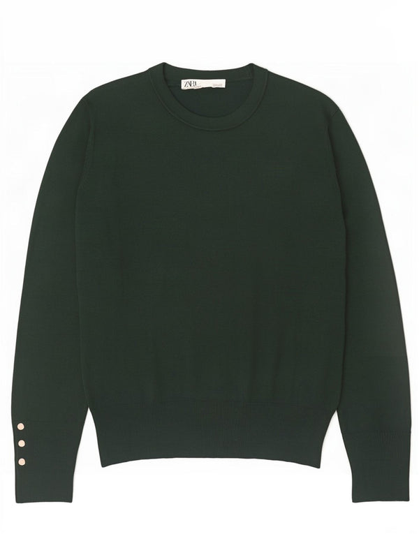 Zara Pull ras du cou pour femme UK 12 Viscose vert moyen