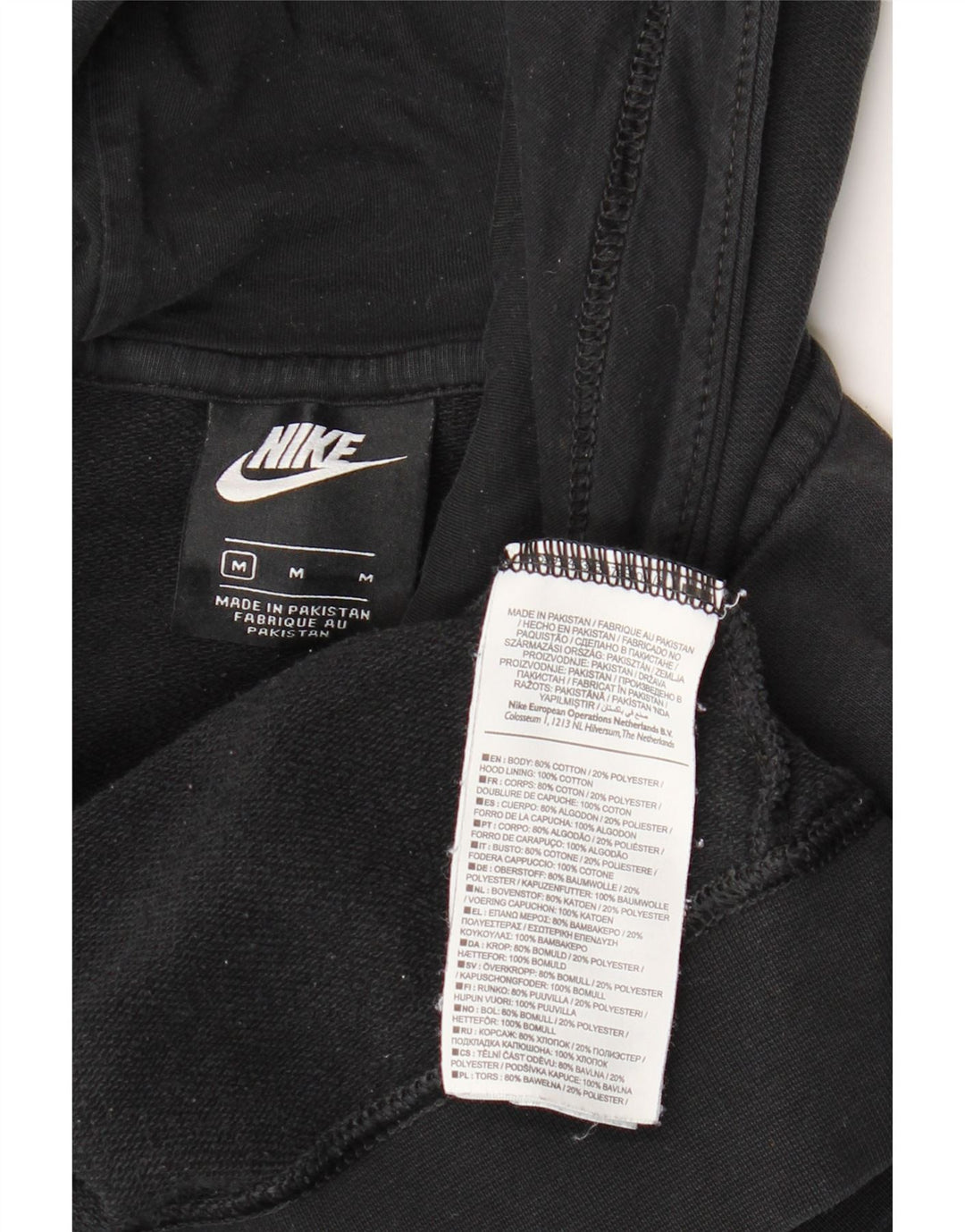 NIKE Pull à capuche pour femme UK 14 en coton noir moyen