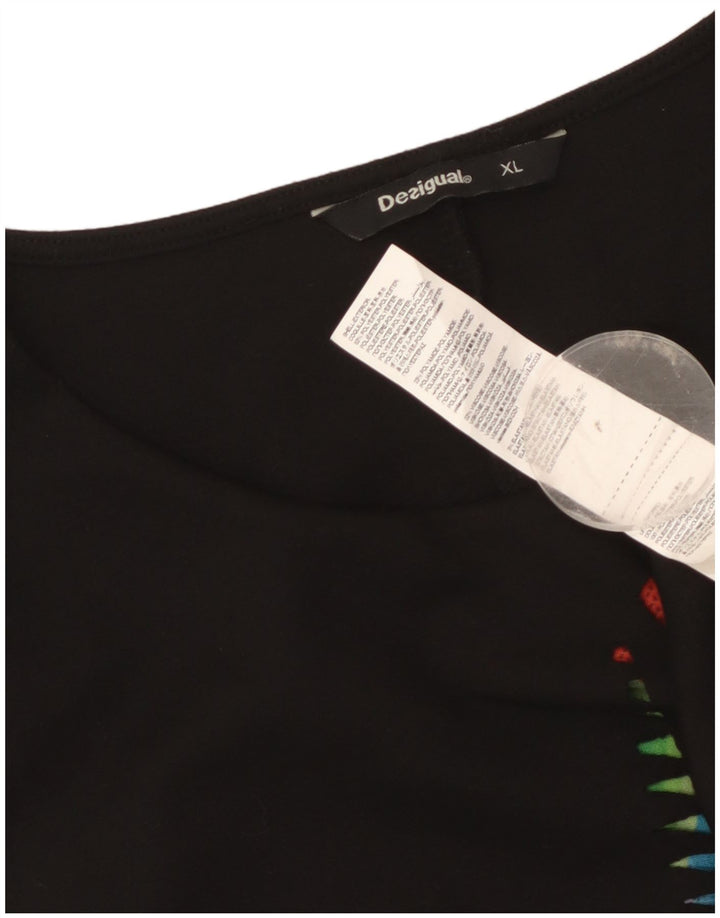 Desigual Robe fourreau graphique pour femme UK 18 XL Noir Géométrique Polyester