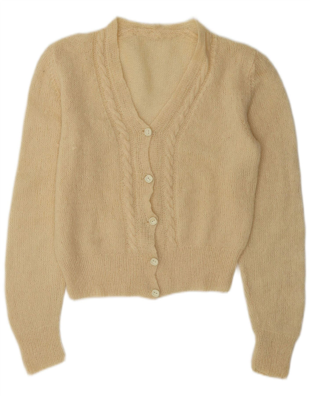 vintage Femme Cardigan Pull UK 12 Moyen Off White