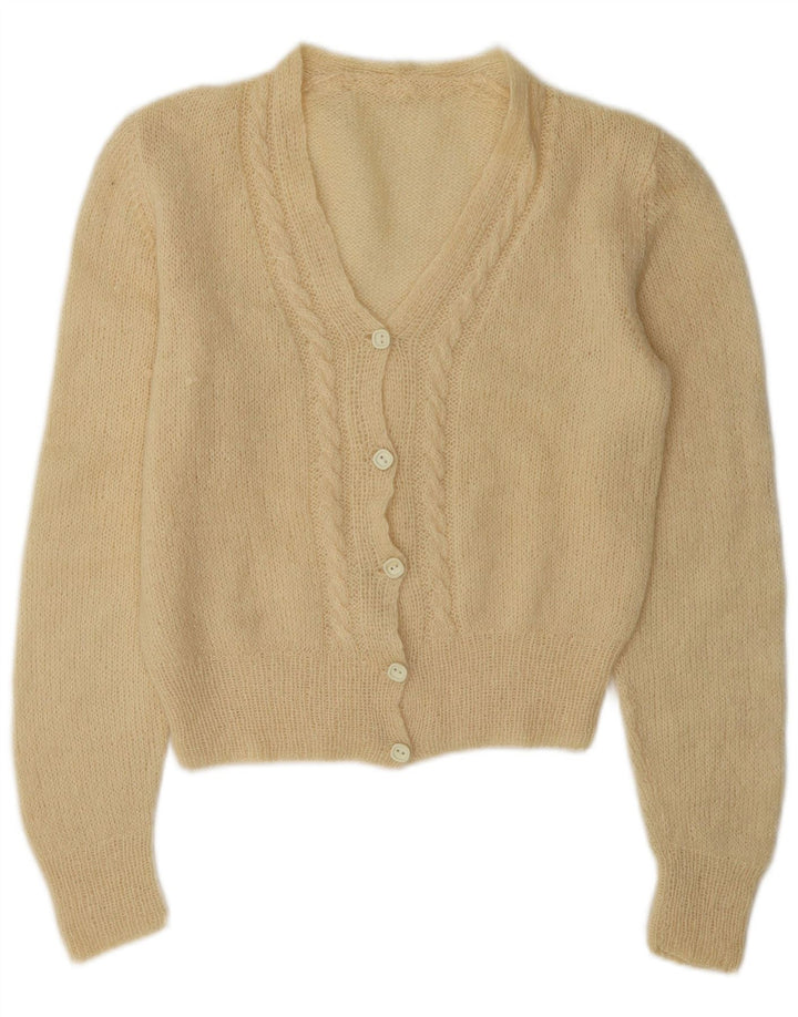 vintage Femme Cardigan Pull UK 12 Moyen Off White