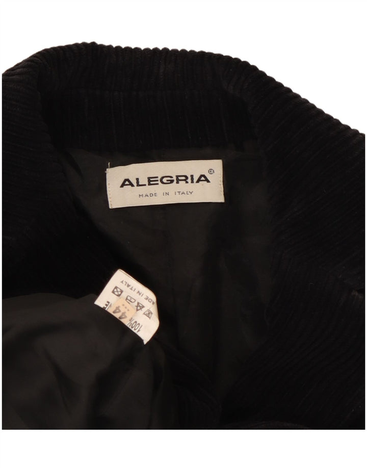 Alegria Veste Blazer En Velours Côtelé À 2 Boutons Pour Femme IT 44 Coton Noir Moyen
