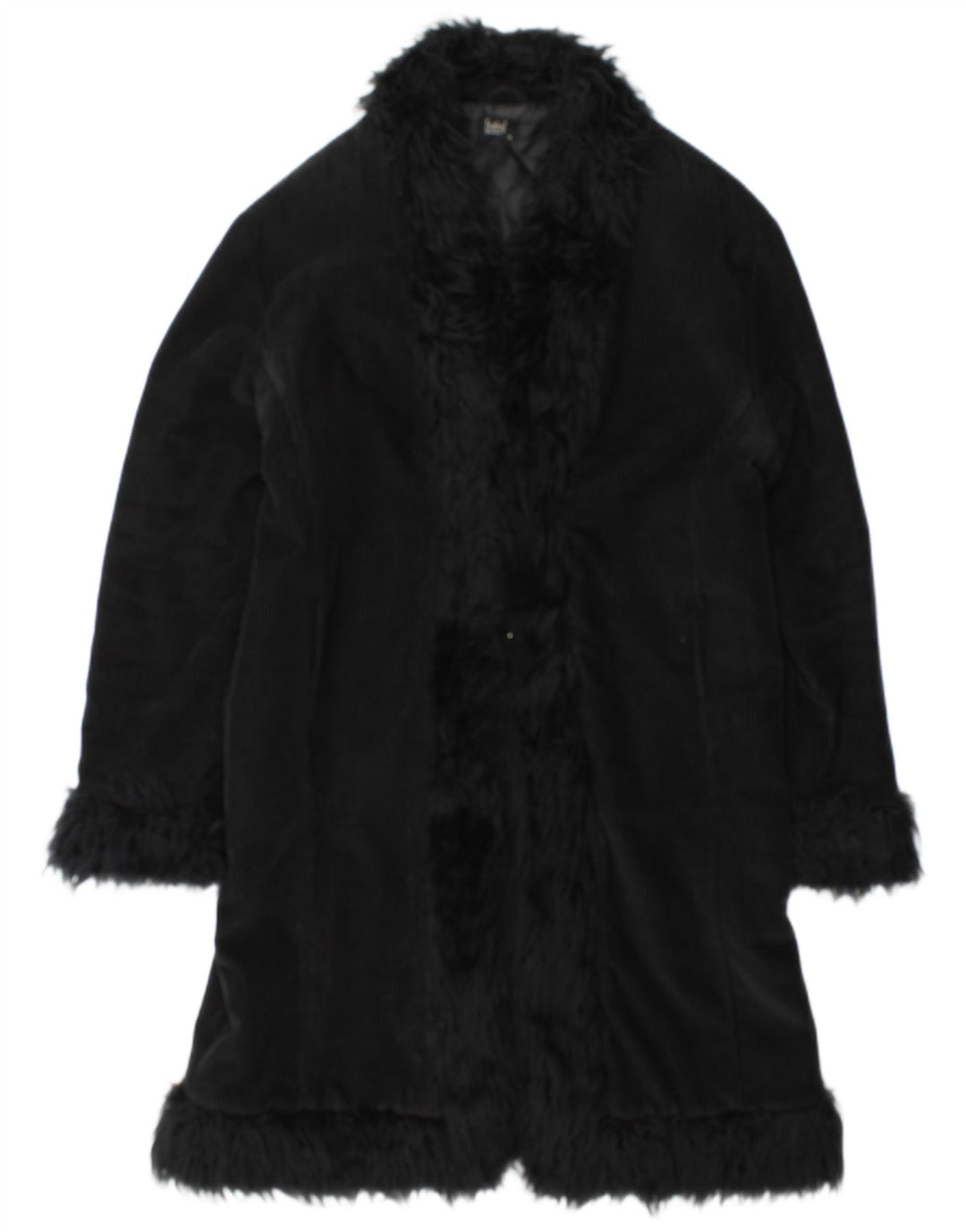 vintage Femme Pardessus UK 18 XL Coton Noir