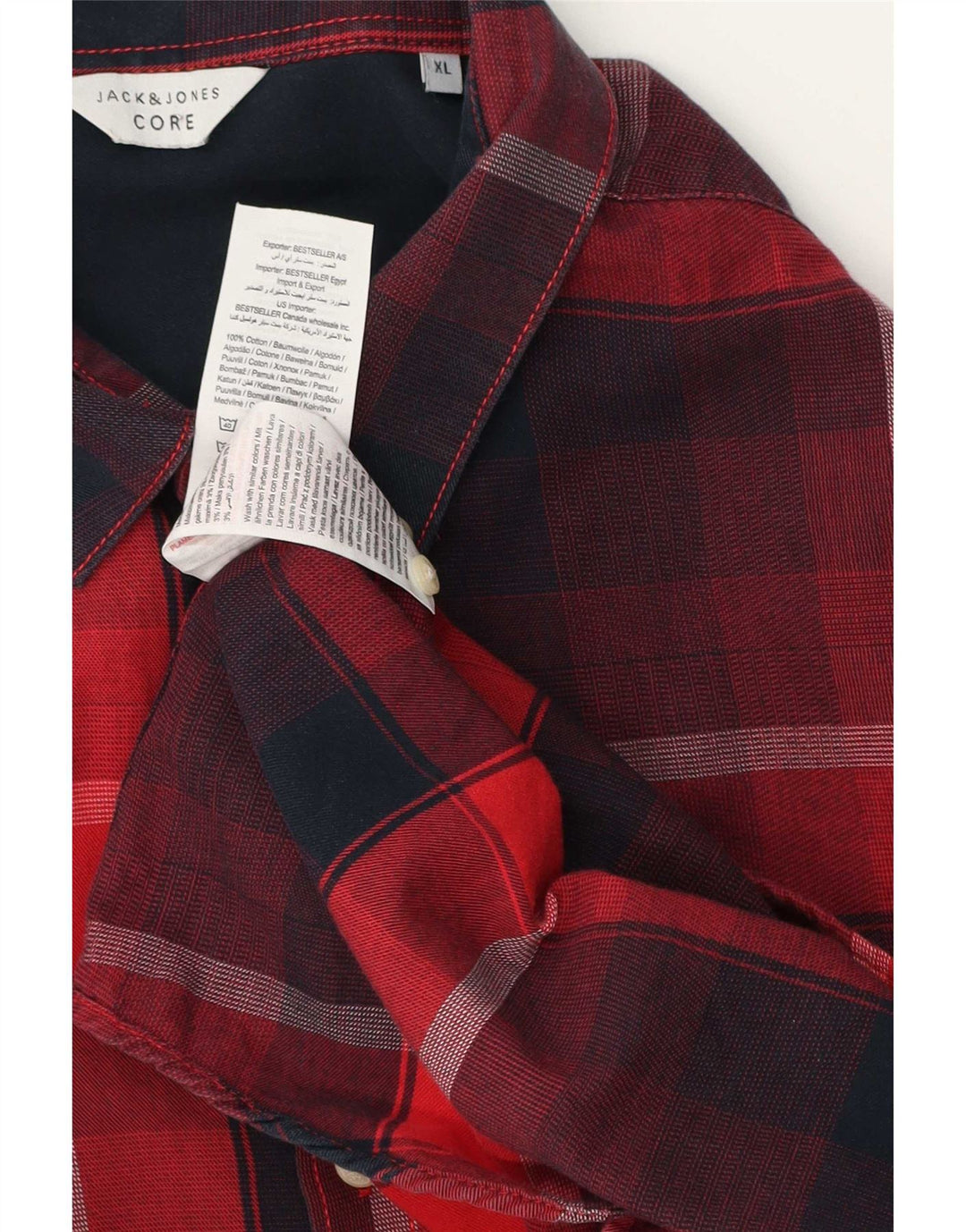 Jack & Jones Chemise Core Flannel XL Rouge Plaid Coton Homme