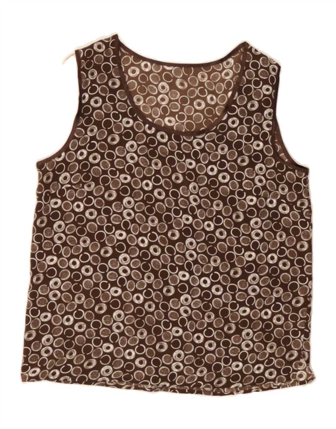 VINTAGE Womens Sleeveless Blouse Top UK 14 Medium Brown Spotted Vintage Vintage and Second-Hand Vintage from Messina Hembry 