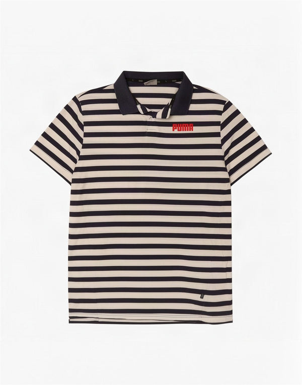 Puma Polo Homme Bleu Marine Moyen Rayé Coton