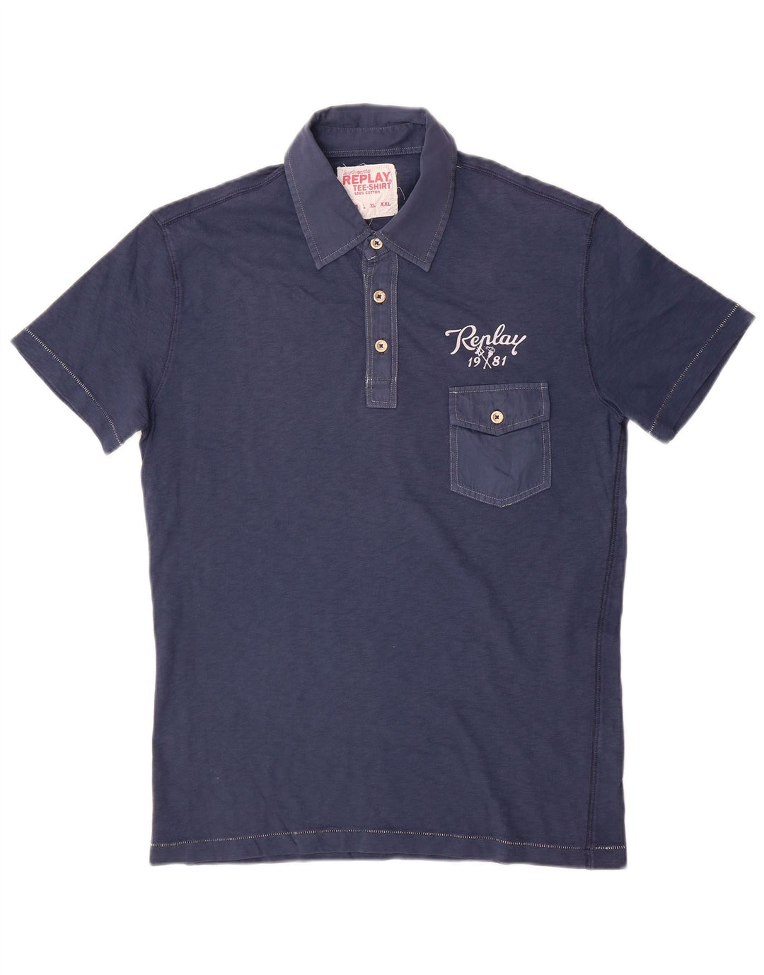 Replay Polo Homme Bleu Marine Moyen Coton