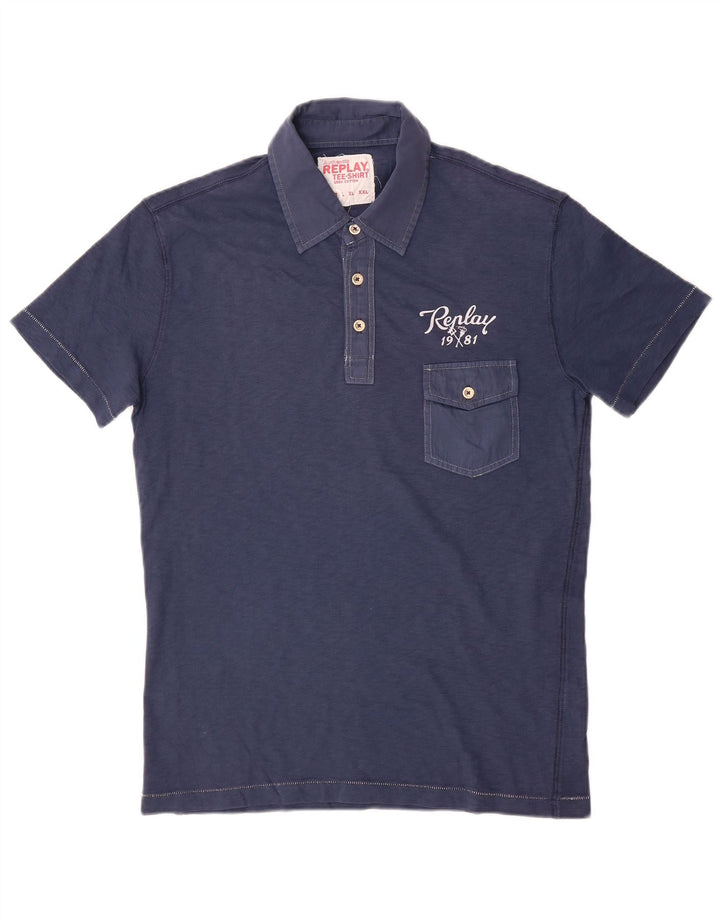 Replay Polo Homme Bleu Marine Moyen Coton