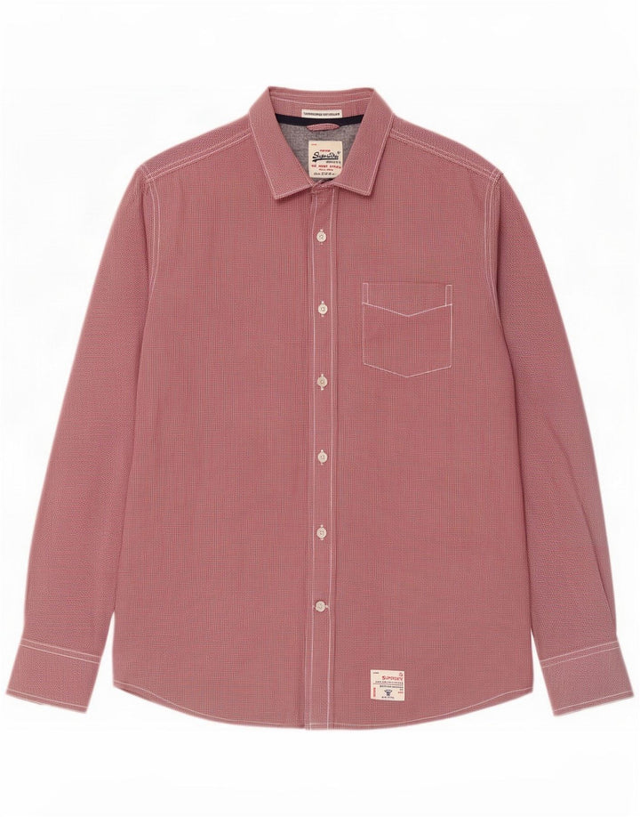 Chemise Superdry Homme Coton Vichy Rouge Moyen