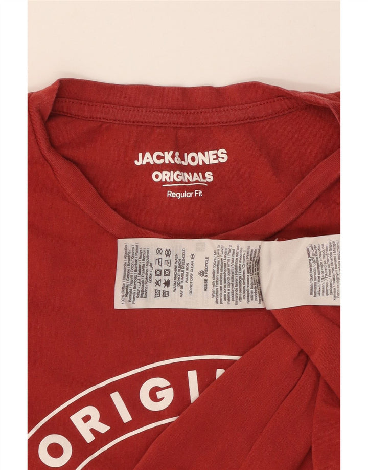 JACK & JONES T-Shirt Regular Fit Graphique Homme Rouge Moyen Coton
