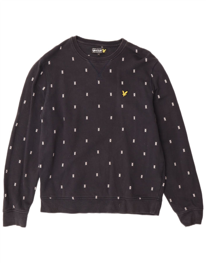 Lyle & Scott Sweat-shirt pour hommes, grand, bleu marine à pois