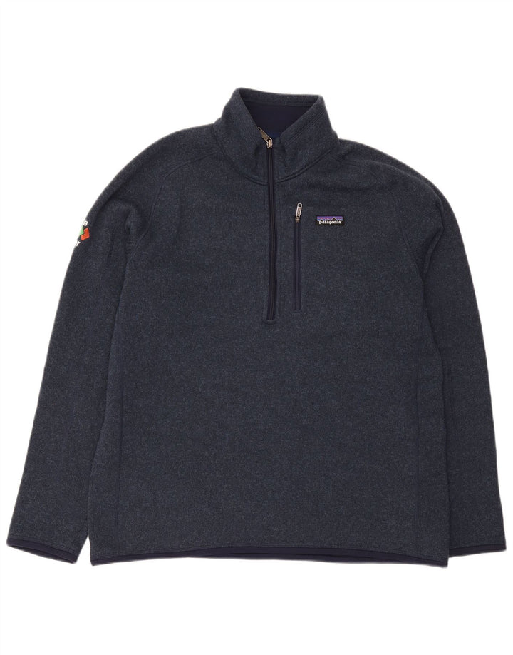 Patagonia Hommes Zip Neck Sweatshirt Jumper Grand Bleu Marine Polyester