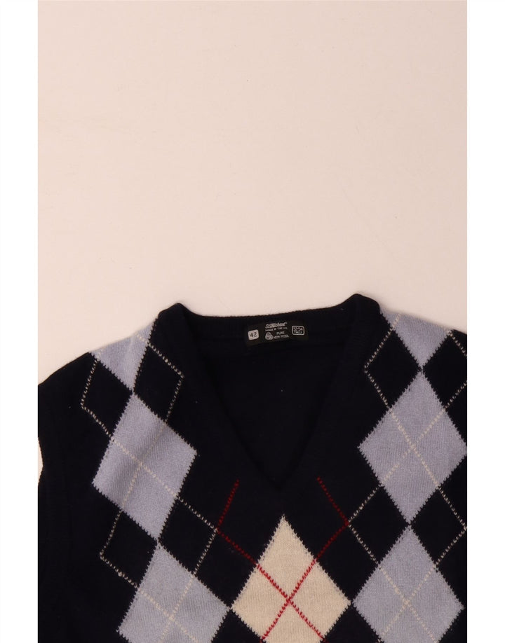 ST MICHAEL Débardeur Homme IT 52/54 Large Bleu Marine Argyle/Diamant