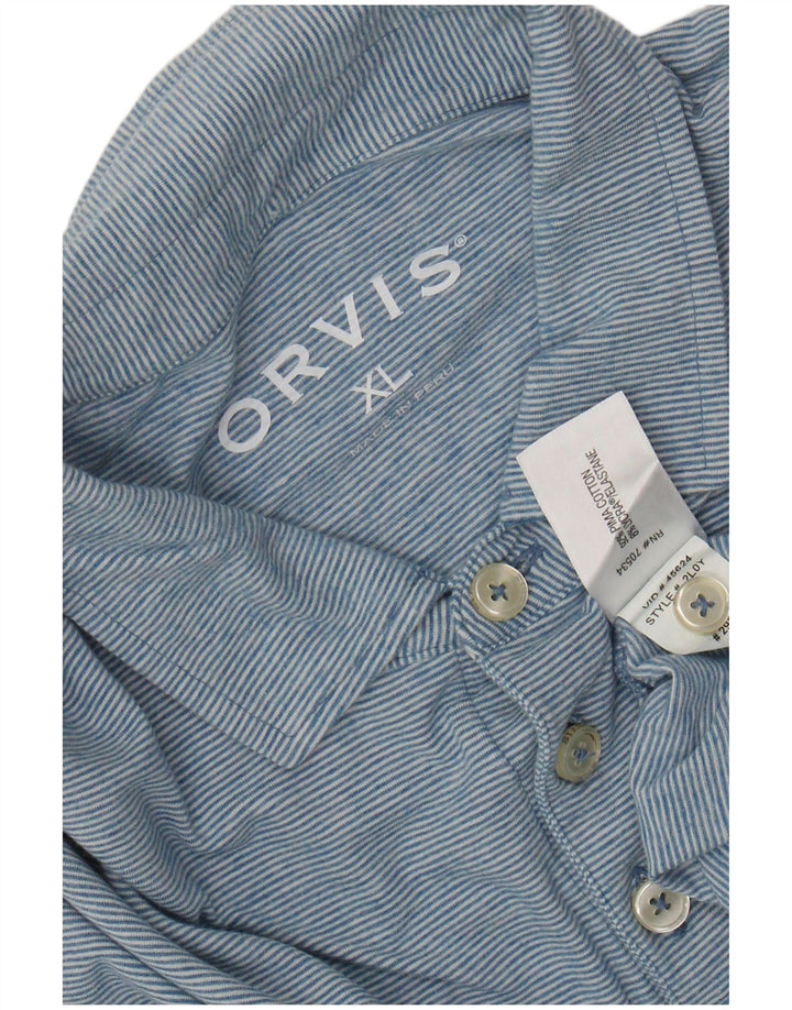 ORVIS Polo Homme XL Bleu Rayure Coton