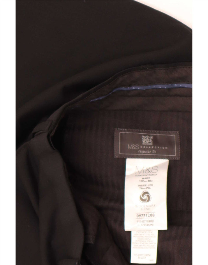 Marks & Spencer Pantalon de costume coupe classique pour homme W40 L29 Laine noire