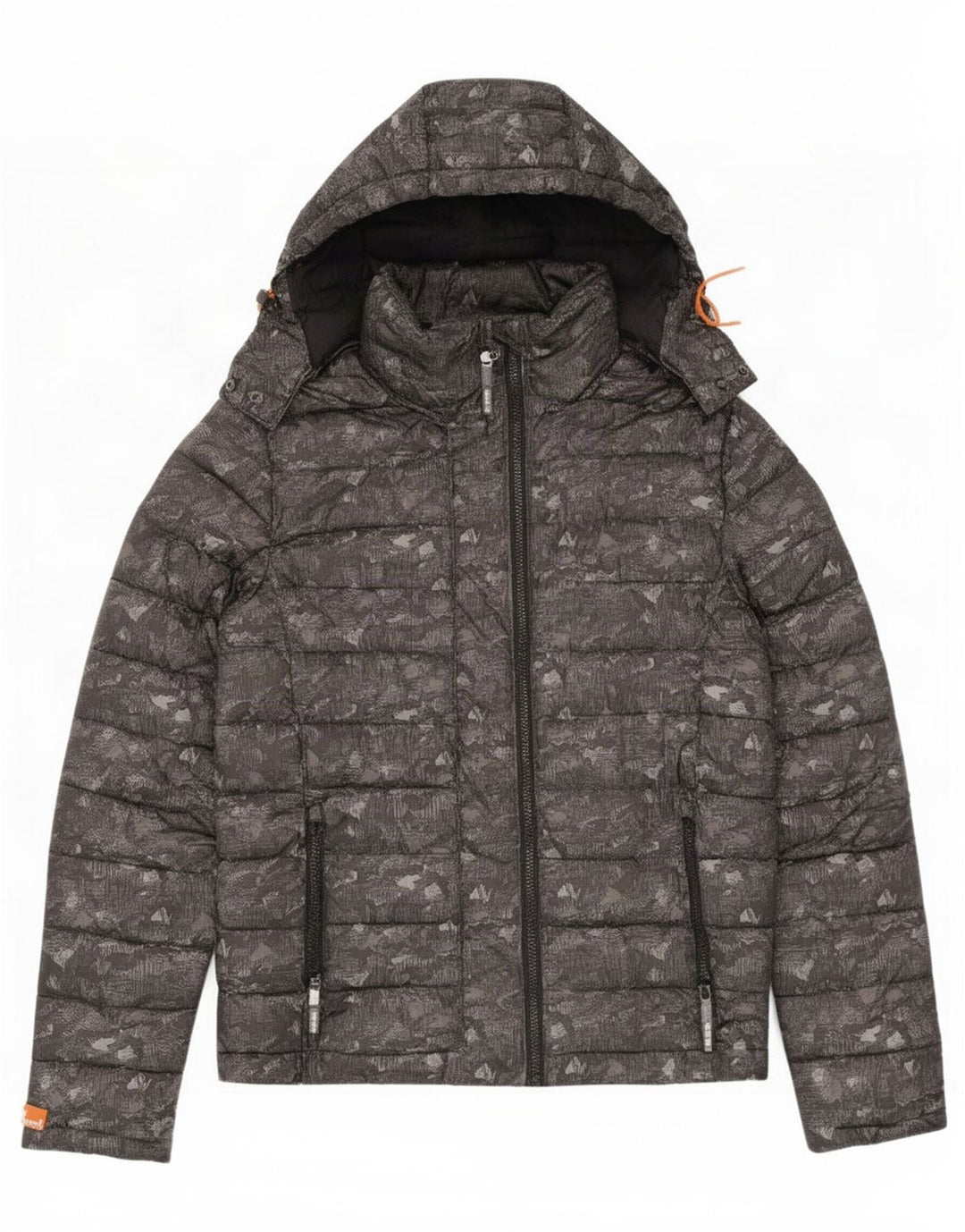 Superdry Veste matelassée à capuche pour femme UK 14 Gris moyen Camouflage Polyester