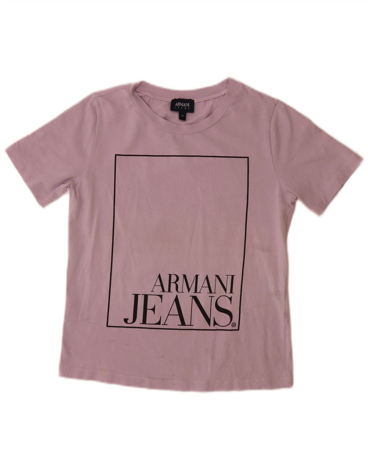 ARMANI JEANS T-Shirt Graphique Femme EU 36 Petit Violet