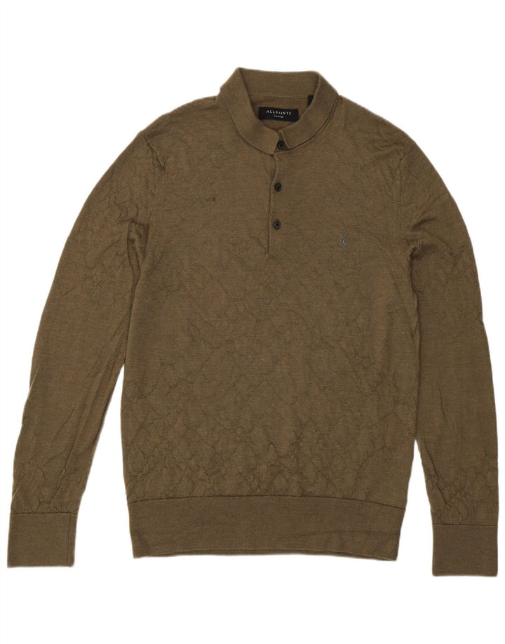 All Saints Pull Col Polo Homme XL Kaki