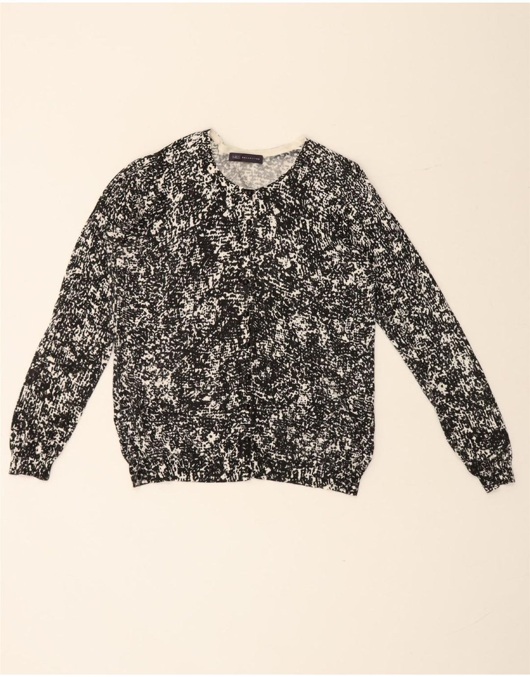 Marks & Spencer Pull cardigan à motif abstrait pour femme UK 16 Large Noir