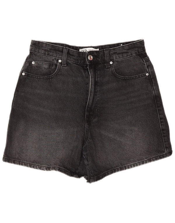 Zara Womens High Waist Denim Shorts EU 38 Small W28  Grey Cotton