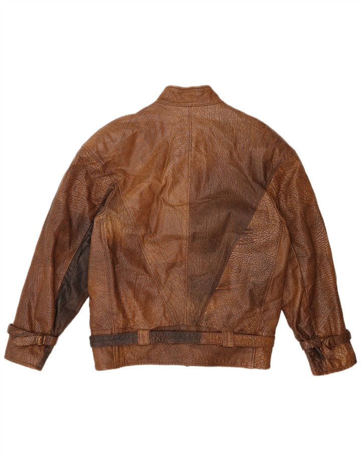 veste en cuir bomber homme vintage IT 48 cuir marron moyen