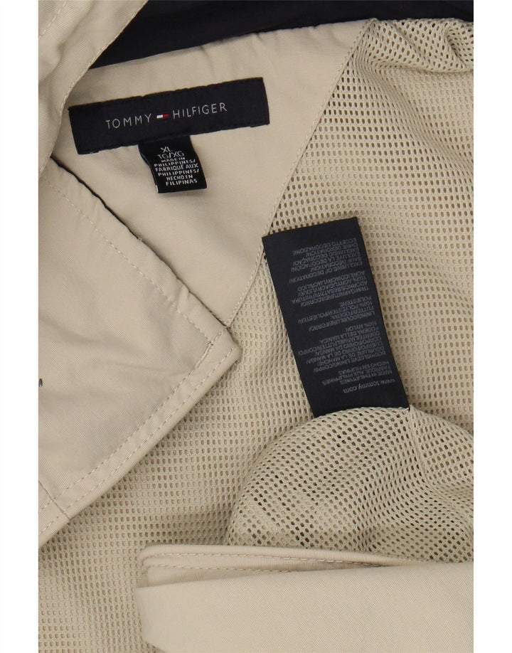 Tommy Hilfiger Veste bomber à capuche pour homme UK 42 XL Nylon beige