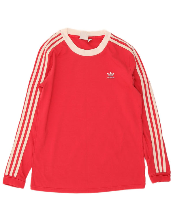 Adidas Womens Top Long Sleeve UK 10 Small Red Colourblock