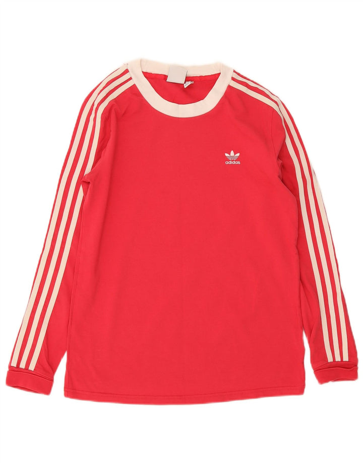 Adidas Haut à manches longues pour femme UK 10 Small Rouge Colourblock