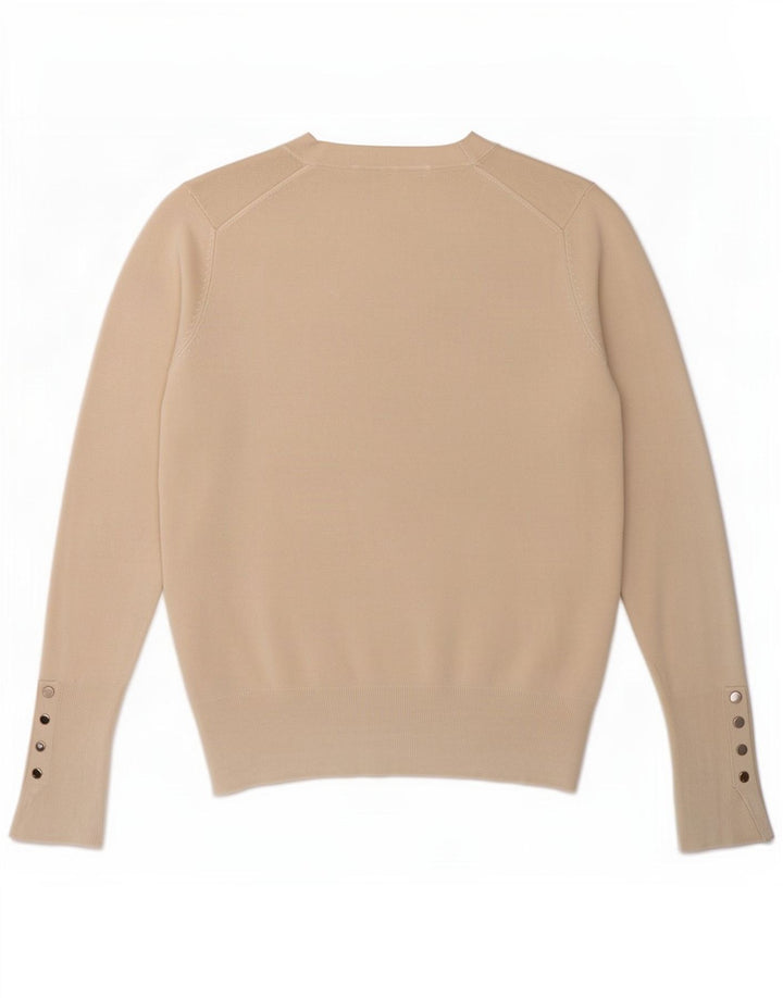 Zara Femme Pull Col Ras Du Cou Petit Beige Viscose