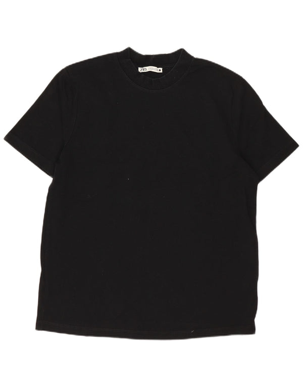 ZARA Femme T-Shirt Top UK 10 Small Noir Coton