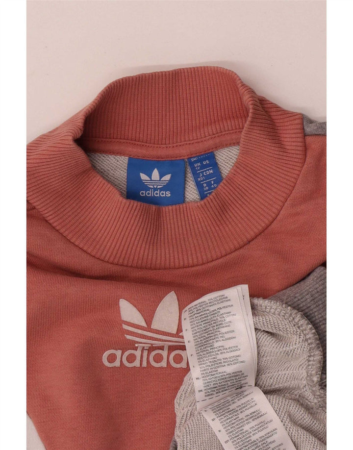 Adidas Sweat-shirt pour femme UK 12 Gris moyen Colorblock Coton
