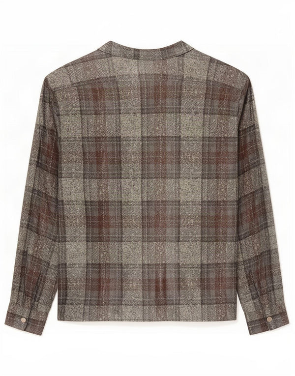 Vintage Womens Long Sleeve Blouse Top EU 42 Large Grey Plaid Silk