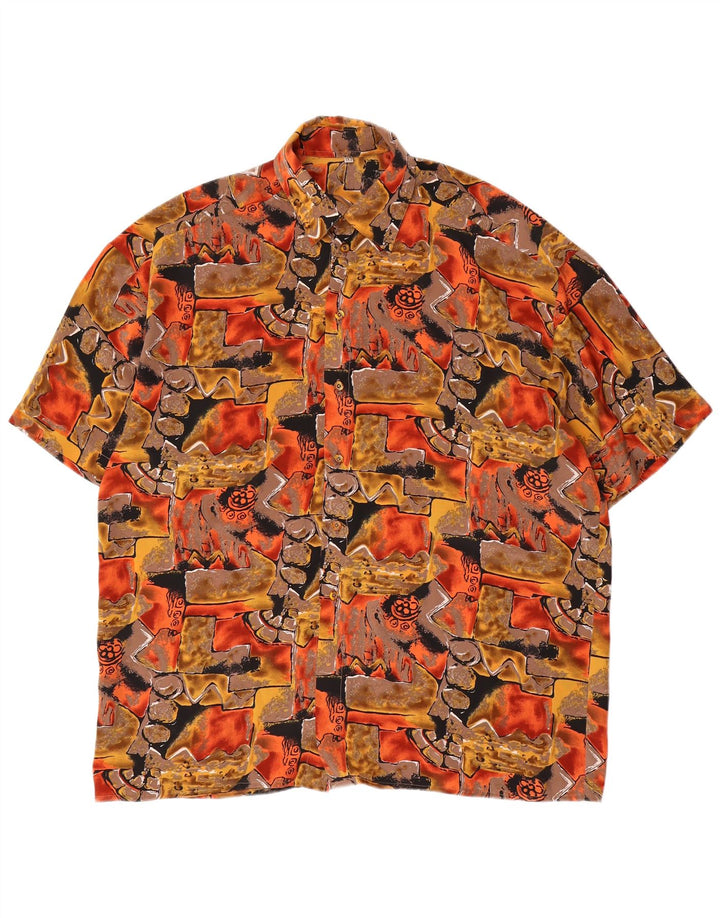 Chemise à manches courtes à motif abstrait pour hommes Vintage grande multicolore