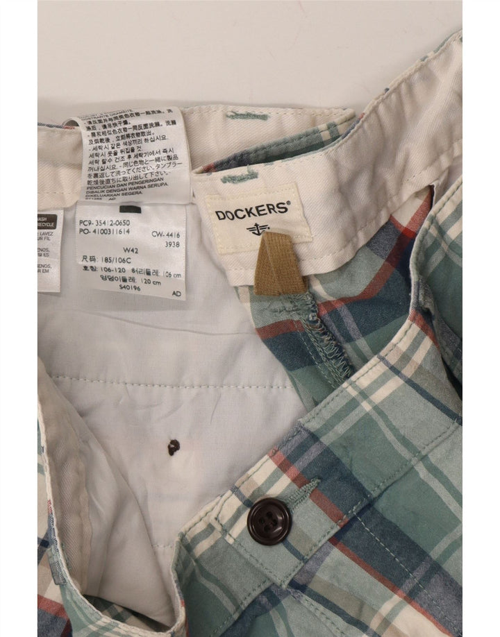 DOCKERS Mens Chino Shorts W42 2XL Blue Check Cotton Vintage Dockers and Second-Hand Dockers from Messina Hembry 