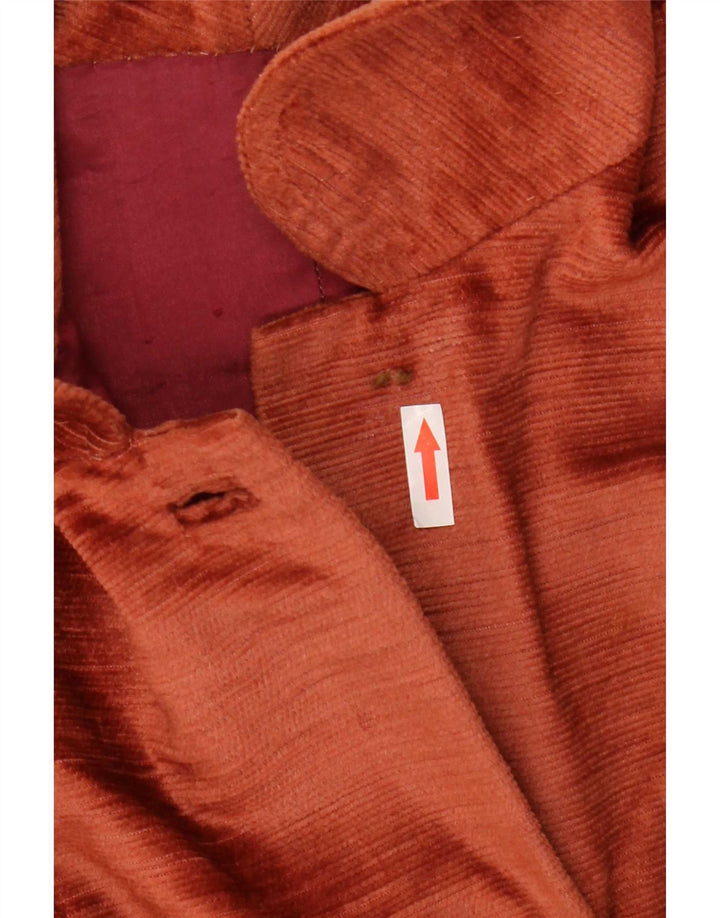 vintage Womens Velvet Overcoat UK 10 Petit Brun