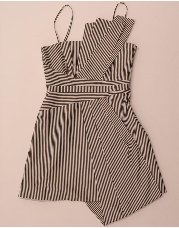 KAREN MILLEN Robe trapèze asymétrique pour femme UK 12 Medium Noir Rayé