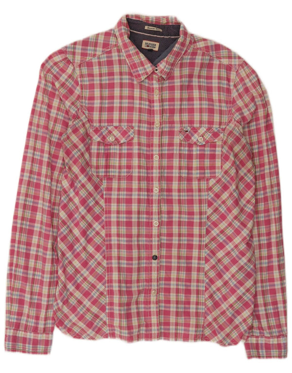 Tommy Hilfiger Chemise Femme UK 18 XL Coton à Carreaux Rose
