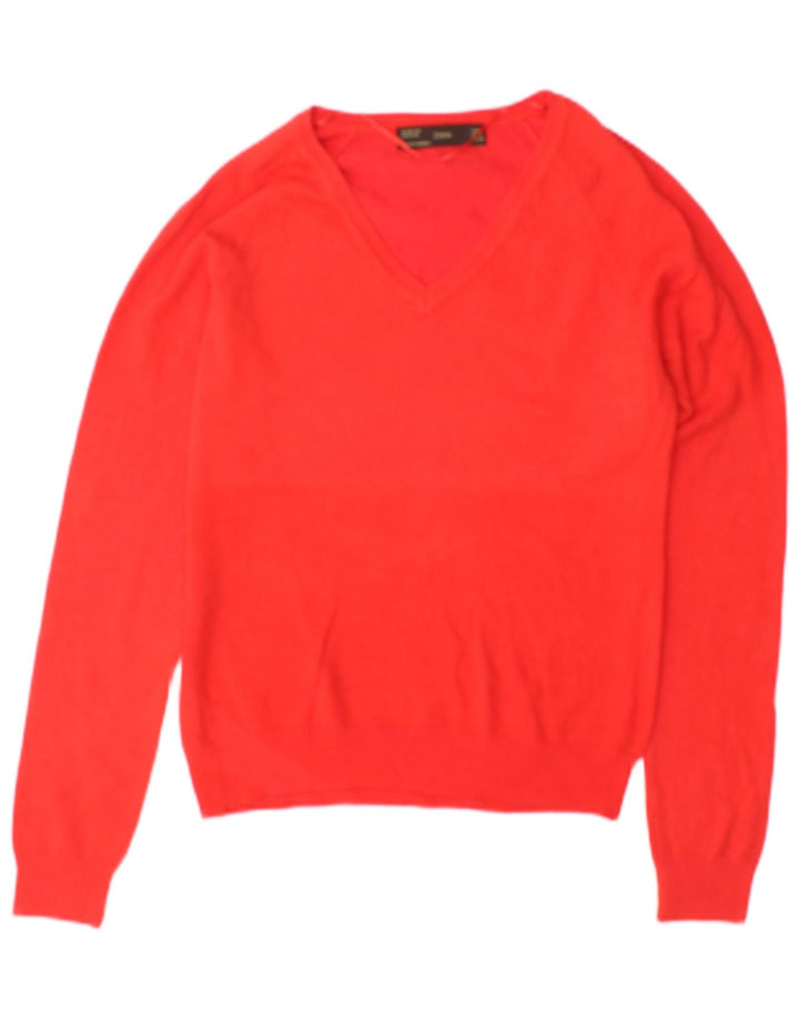 Zara Pull col en V pour femme UK 12 Rouge moyen Coton
