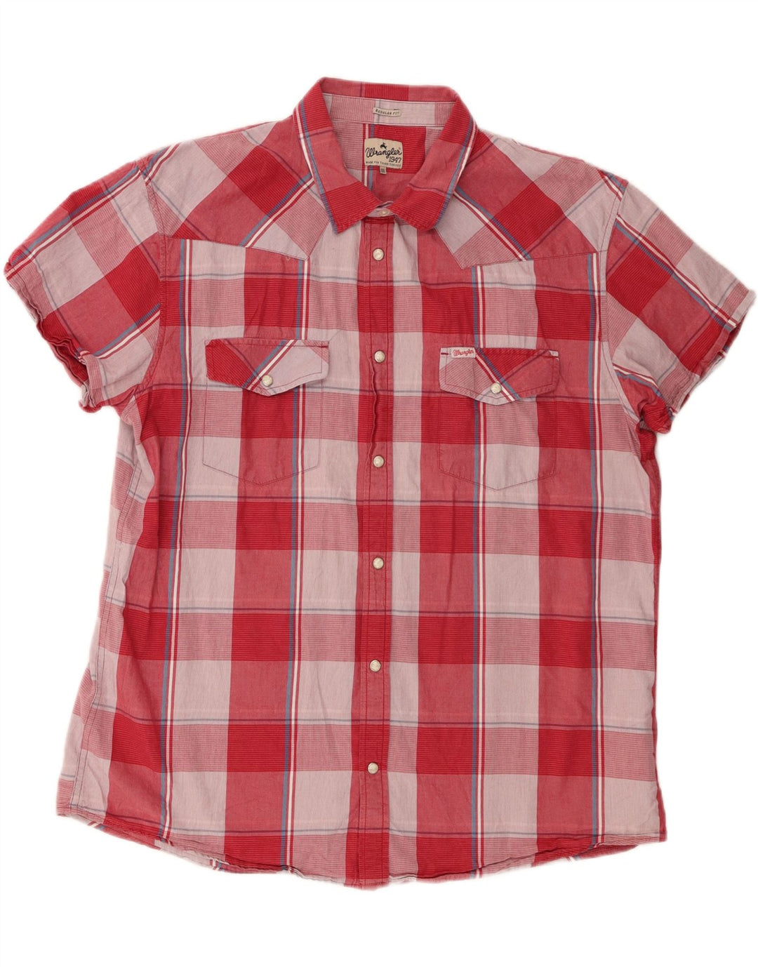 WRANGLER Chemise à manches courtes pour homme, coupe régulière, en coton à carreaux roses, 3XL