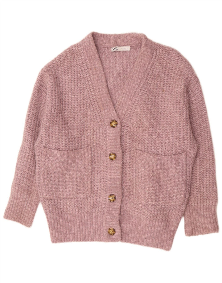 Zara Cardigan surdimensionné pour femme UK 14 Polyester rose moyen