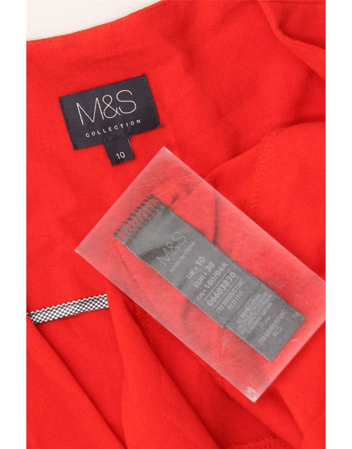 Marks & Spencer Veste Blazer Ouverte Femme UK 10 Petit Rouge Polyester