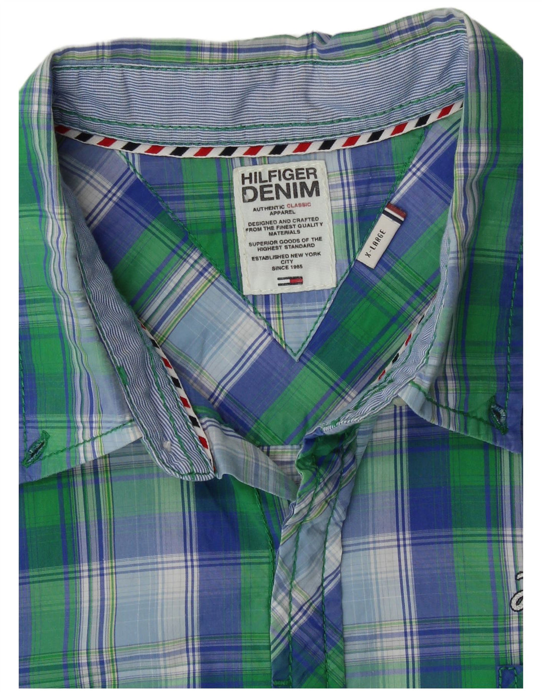 Tommy Hilfiger Chemise Homme XL Vert Carreaux Coton