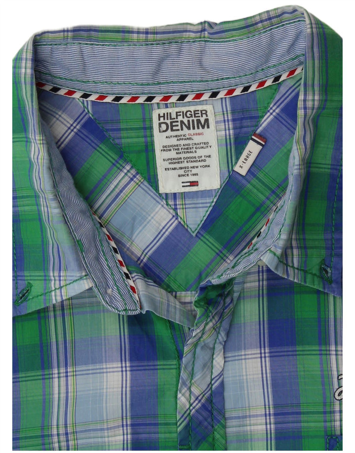 Tommy Hilfiger Chemise Homme XL Vert Carreaux Coton