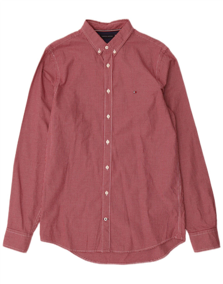 TOMMY HILFIGER Chemise Slim Fit Homme Rouge Moyen Pied-de-Poule Coton