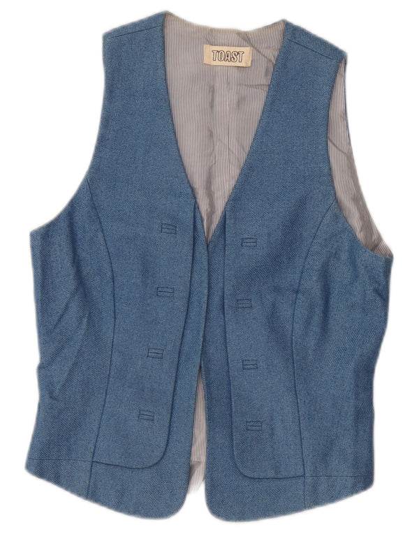 Toast Gilet OPEN Femme UK 6 XS Bleu Coton