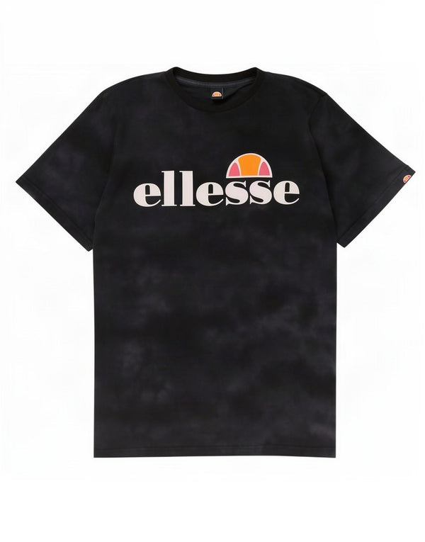 Ellesse Womens Graphic T-Shirt Top UK 12 Medium Black Tie Dye Cotton